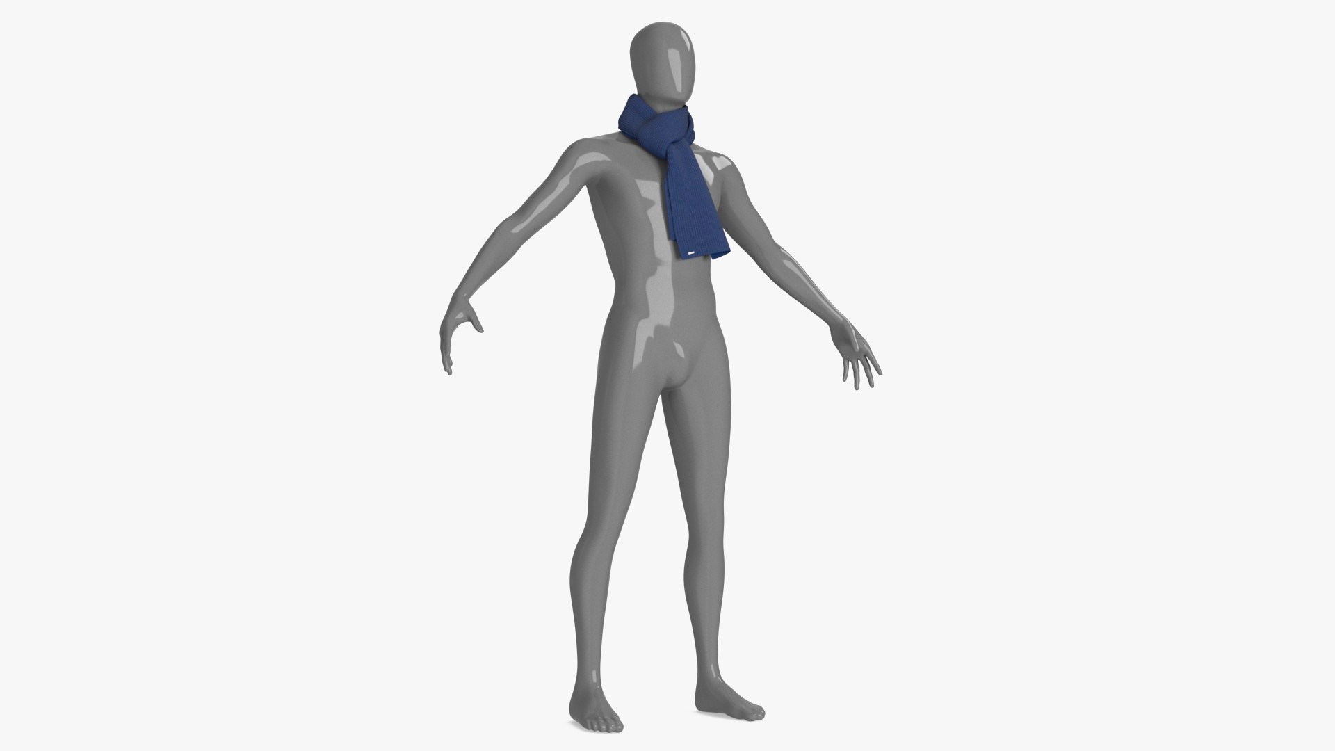 Mens Scarf Tie Slip Knot Blue 3D model preview