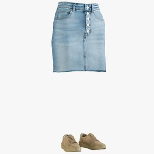 realistic skirt sneakers 3D model