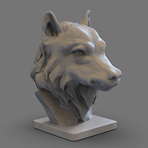 3D Wolf Head Bust