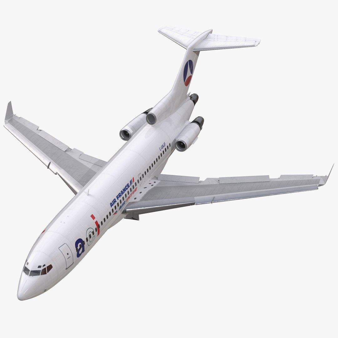 Boeing 727-100 Private Air France Rigged 3D model preview