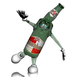 kronenbourg bottle character cartoon 3d model
