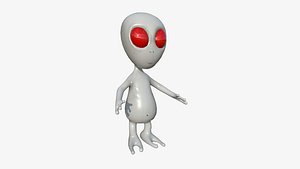 3D Cute Alien A12 Black Red - Simple - Character Design