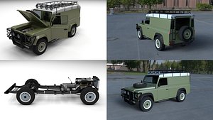 Land Rover Defender 110 Hard Top w chassis and interior HDRI