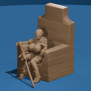 Voluptuous Warrior Queen on Throne 3D model