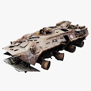 Destroyed BTR-80 wheeled amphibious armoured personnel carrier 3D model