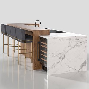 Kitchen Island Countertop 04 PBR 3D model
