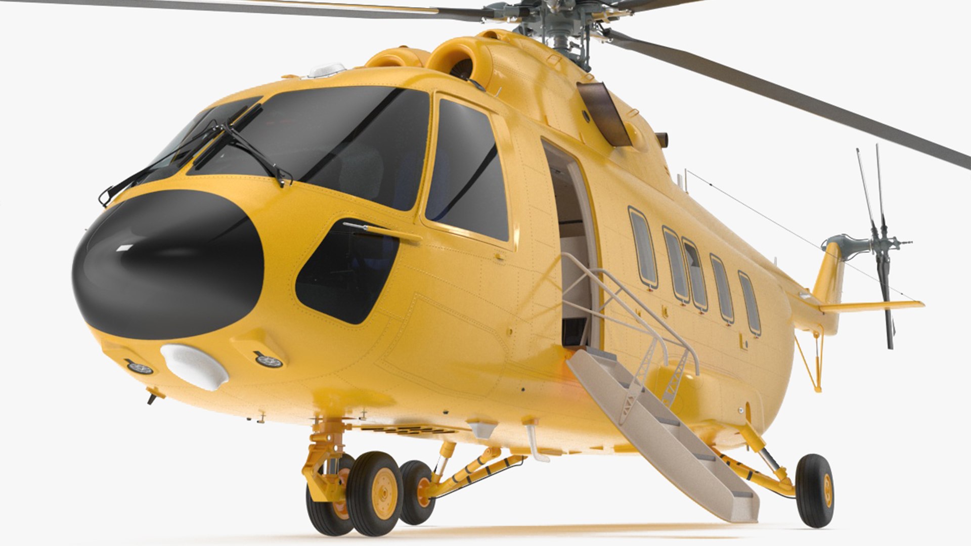 Offshore Cargo Helicopter Yellow Rigged for Cinema 4D 3D model preview