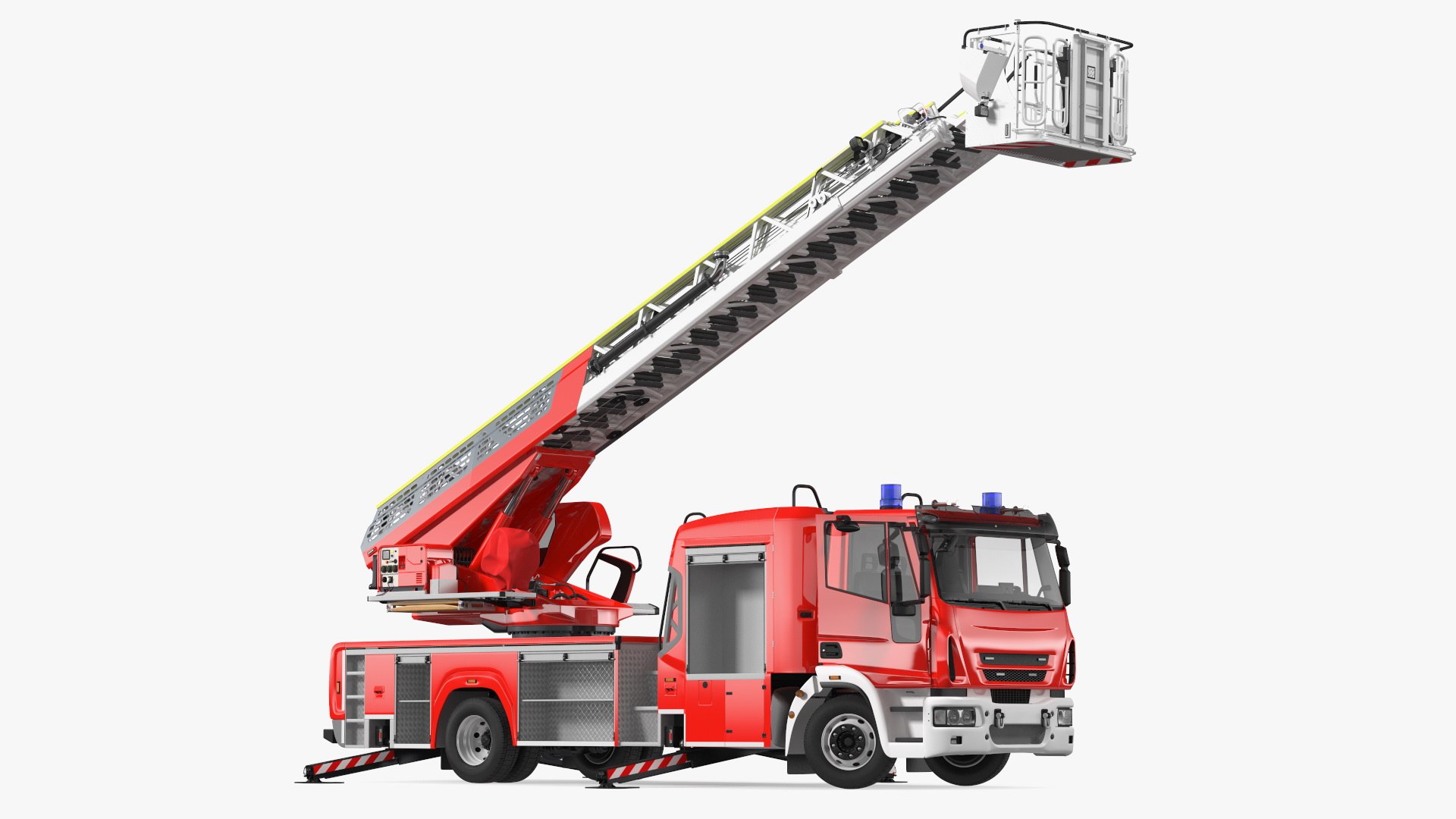 Firefighting Truck with Ladder Rigged 3D model preview