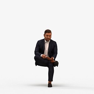 3D 00573Omar013 - Adult Middle Eastern man sitting in office wearing autumn or spring business attire w
