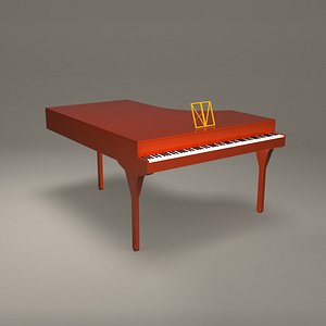 3d model piano red musical