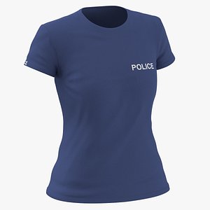 3D Female Crew Neck Worn Dark Blue Police 03
