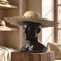 Woven Straw Sun Hat on Mannequin Head