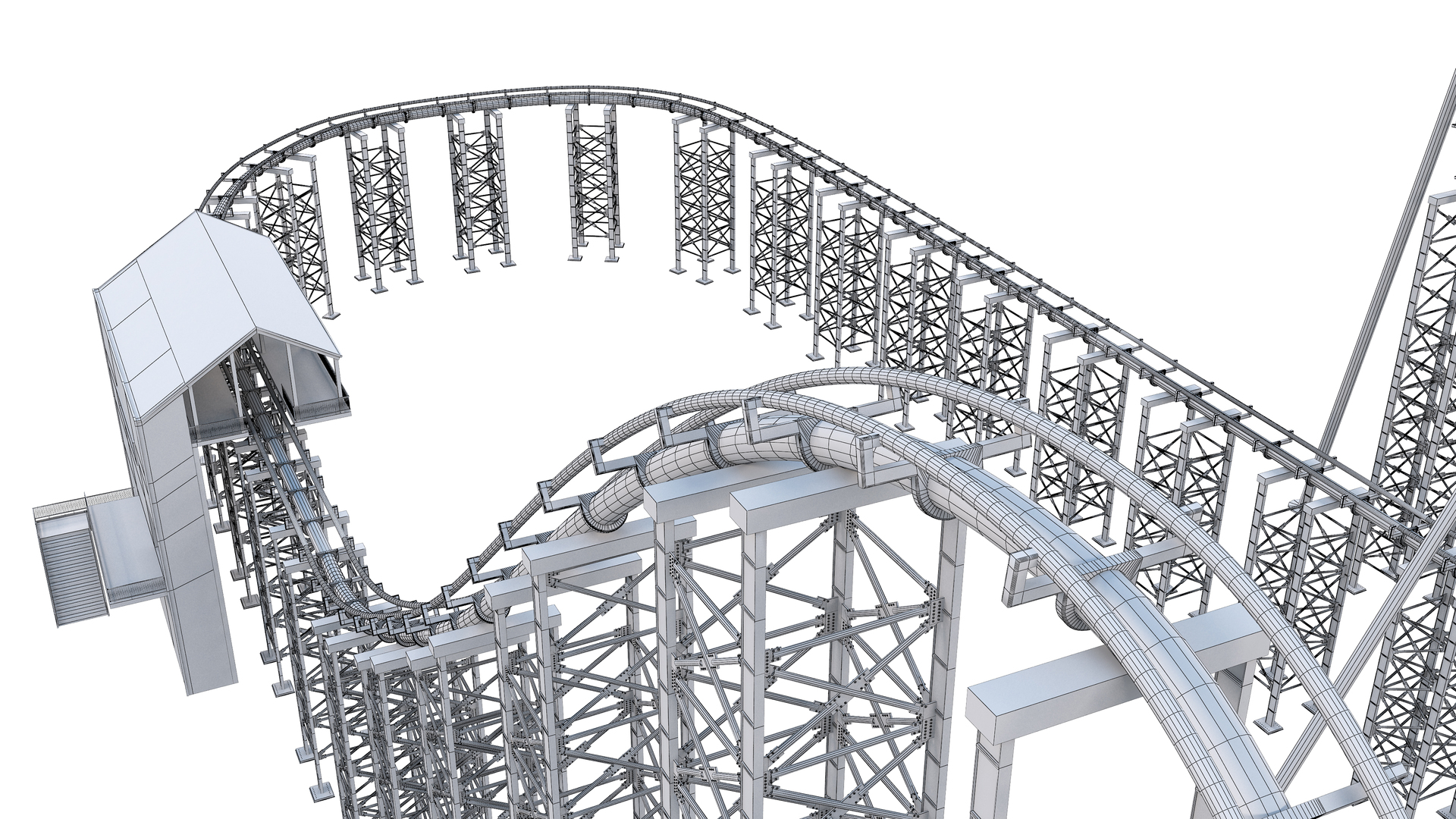 Roller Coaster Track And Train 3d Model Turbosquid 1812592