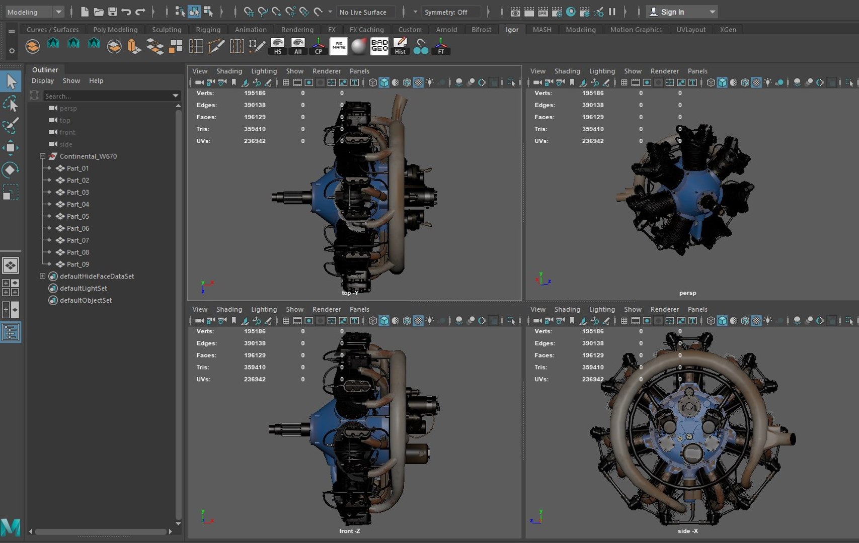 Radial Aircraft Engines Continental W670 3D Model - TurboSquid 2012290