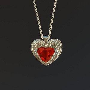 Ruby heart Dimond locket 3D