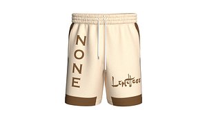 3D model Men Letter Printed Elastic Waist Shorts - NONE