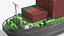 3D Low Draft Shipping Vessel Fully Loaded Green Rigged