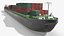 3D Low Draft Shipping Vessel Fully Loaded Green Rigged