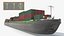 3D Low Draft Shipping Vessel Fully Loaded Green Rigged