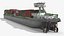 3D Low Draft Shipping Vessel Fully Loaded Green Rigged