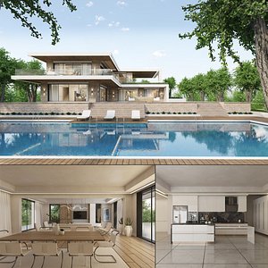3D Luxury Modern Villa Exterior and Interior