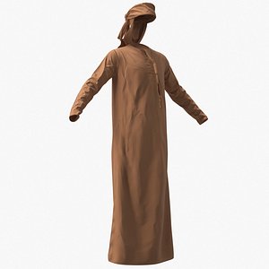 Middle Eastern Thobe with Keffiyeh Brown
