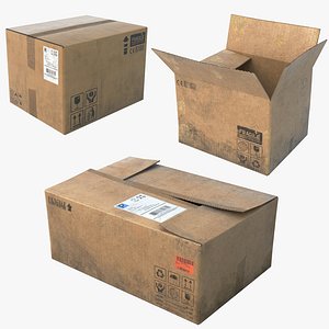 3 CardBoard Boxes Old UHD