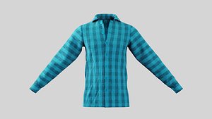 Male Shirt 01 Cyan Fannel Checkered