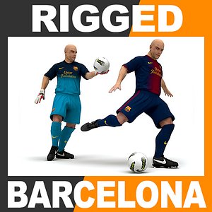 rigged football player - 3d model
