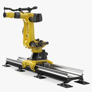 Robotic Arm Yellow on Rails