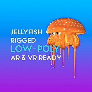 3D jellyfish low-poly ready vr