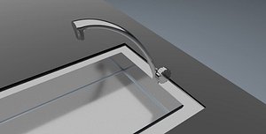 3D kitchen counter faucet sink