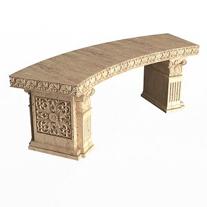 3D Stone Bench 02 Curved model