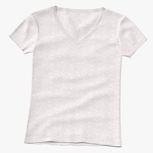 T Shirt Female V Neck Flat Front and Back Blank White and Banded Heather