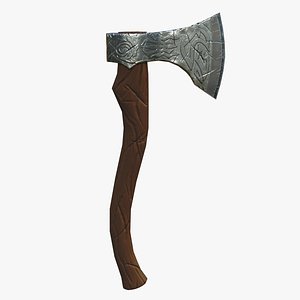 Low poly stylized hunter axe 3D