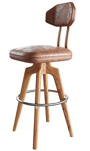 Reeves Swivel Bar Stool With Ash Legs 3D