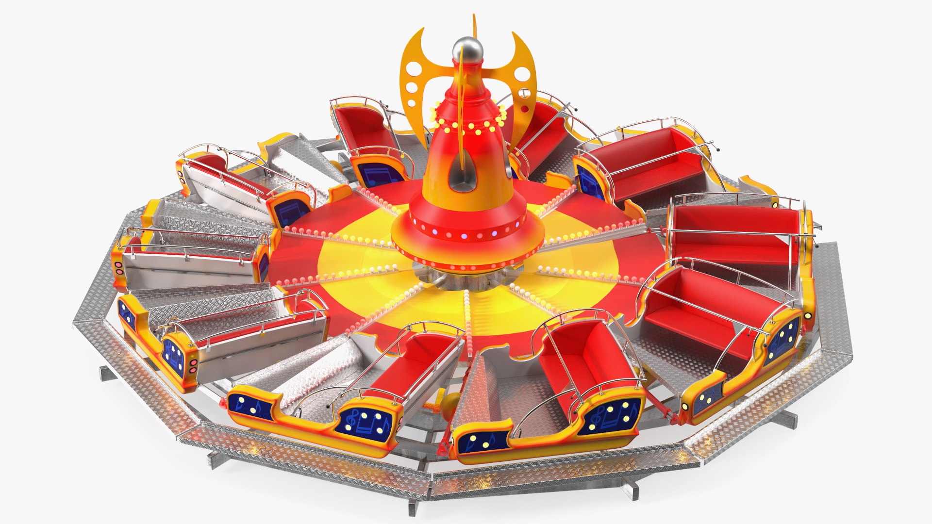 Flat Ride Round Carousel 3D model preview