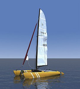 3d catamaran boat beached