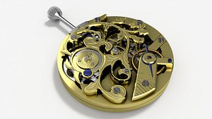 Antique Pocket Watch Movement New Rigged for Cinema 4D