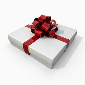 Gift Box - Flat Regular with Tied Ribbon Rosette model