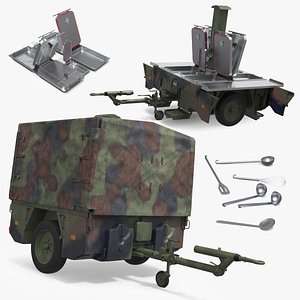 TFK250 Military Cooking Trailer Vehicle Folded 3D model