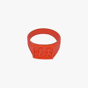 Bright Red Plastic Ring 44 3D Model