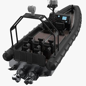 Hurricane MACH II Interceptor Boat Black Rigged for Cinema 4D
