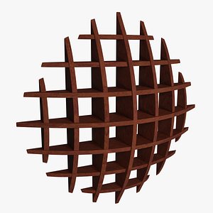3D Wooden bookshef spherical style furniture 3D model model