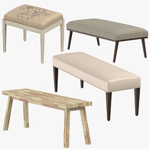 benches traditional classical 3D model