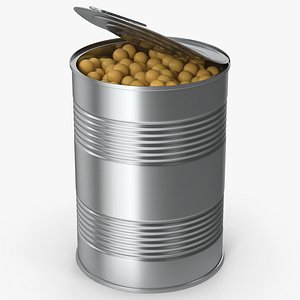 Opened Tin Can With Yellow Peas 3D