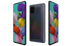 3D Samsung Galaxy A51 Prism Crush Black Low Poly