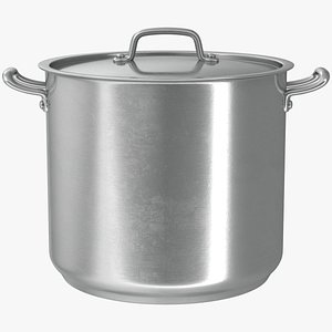 3D model realistic stainless pot 01