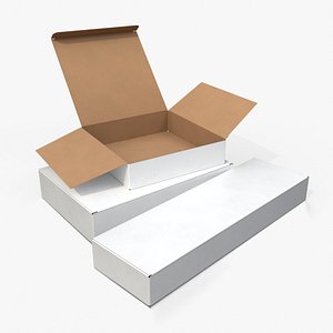 Tuck Top Boxes - White Flat Packaging Set 3D model