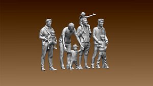 3D model Man and Children